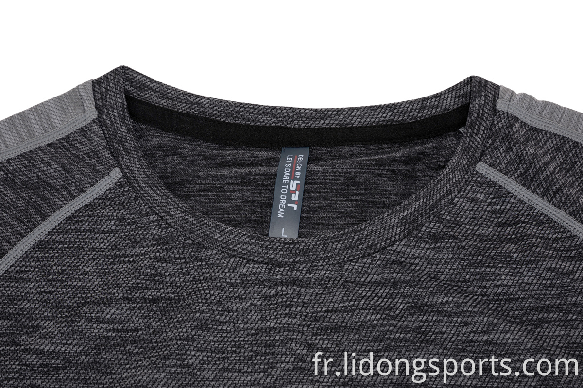 Hommes à sec rapidement T-shirt Tops serrés respirant sports de gym de gym t-shirts